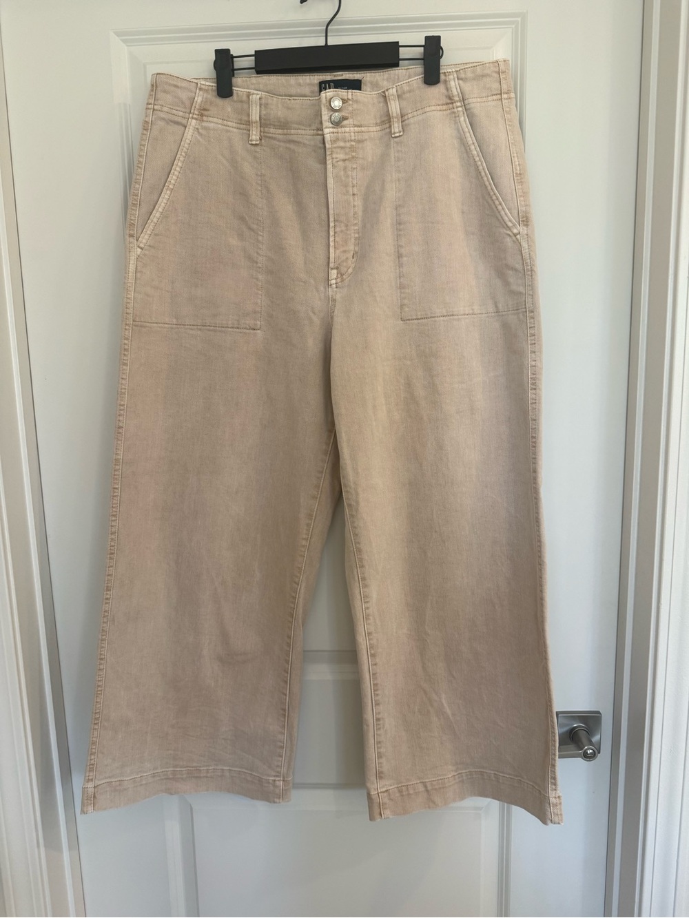 Gap High Rise Wide-Leg Cropped Jeans-Khaki/Tan Wash
